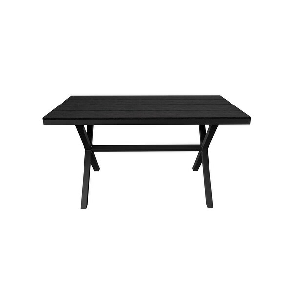 Rectangular Outdoor Dining Table with Imitation Wood Grain