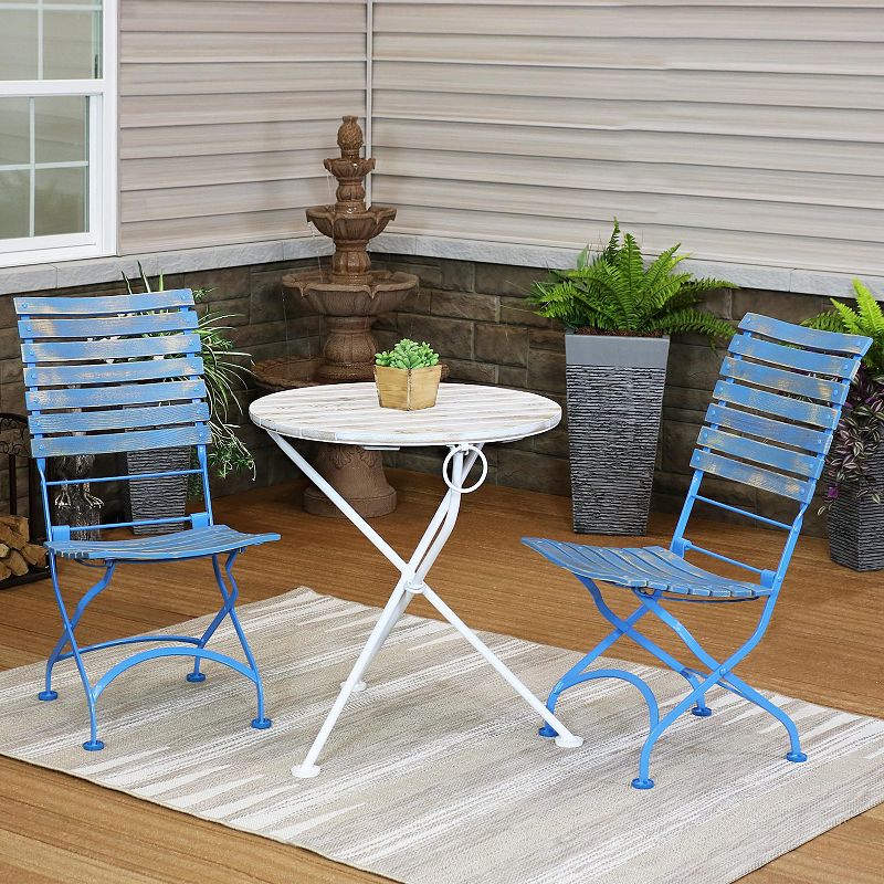 Sunnydaze Shabby Chic Cafe Folding Bistro Table And Chair