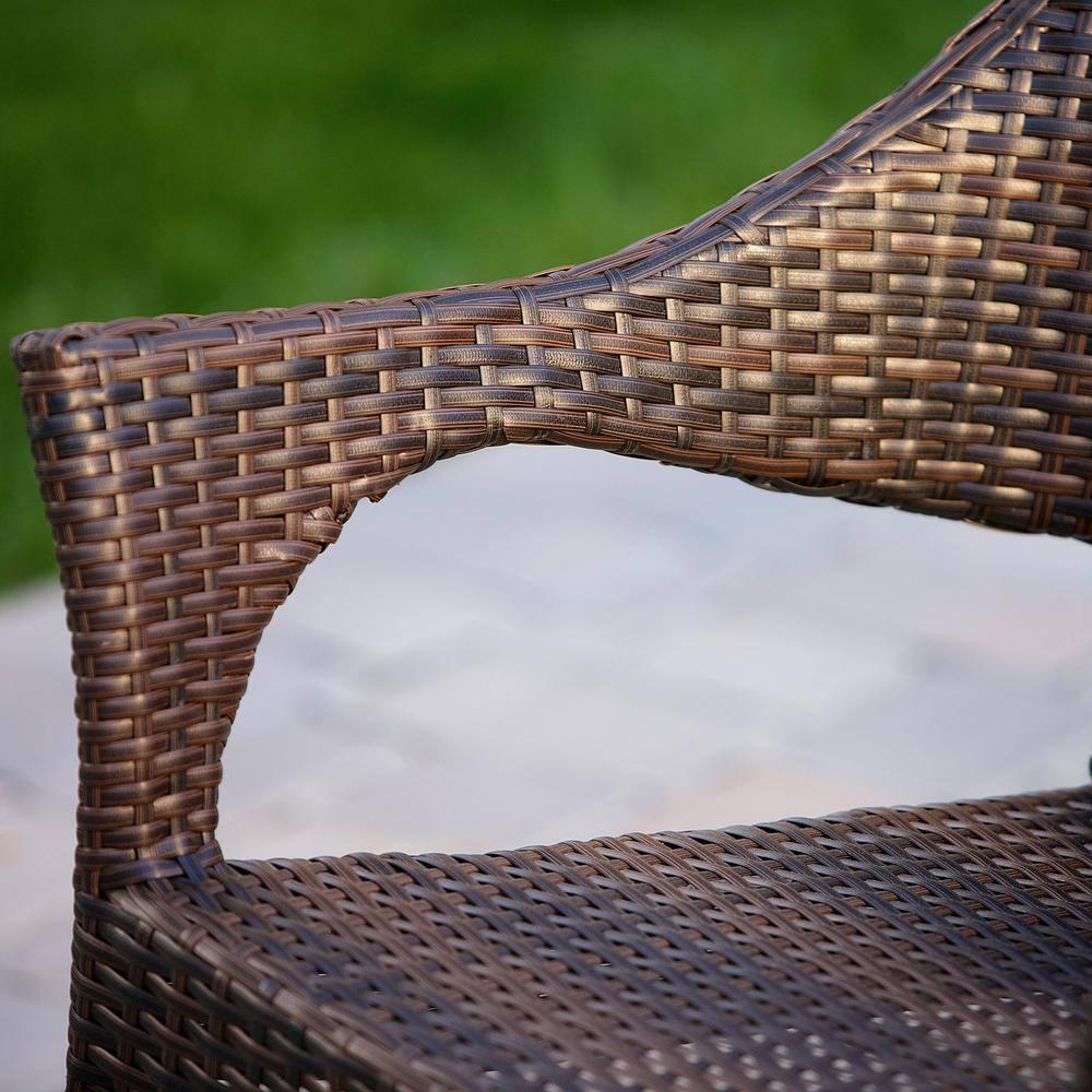 Noble House Cliff Multi Brown Faux Rattan Outdoor Dining Chairs