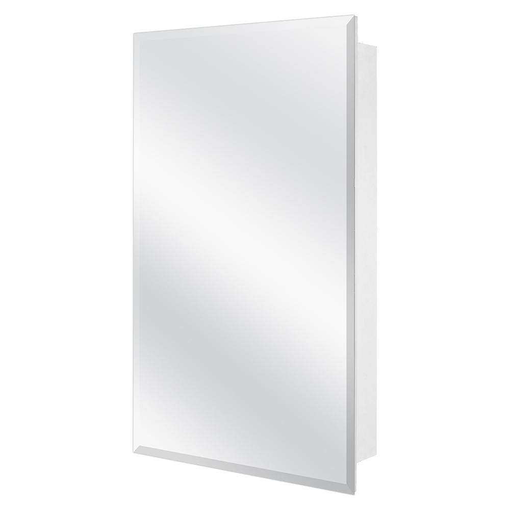 Glacier Bay 16 in. W x 26 in. H White Frameless RecessedSurface Mount Bathroom Medicine Cabinet with Mirror 45406