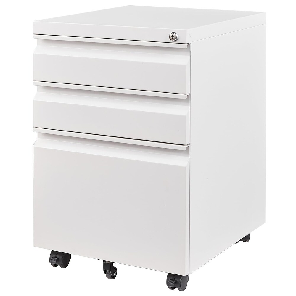 3 Drawer Mobile File Cabinet with Lock  Under Desk Metal Filing Cabinets for Home Office Organizer Letters/Legal/A4