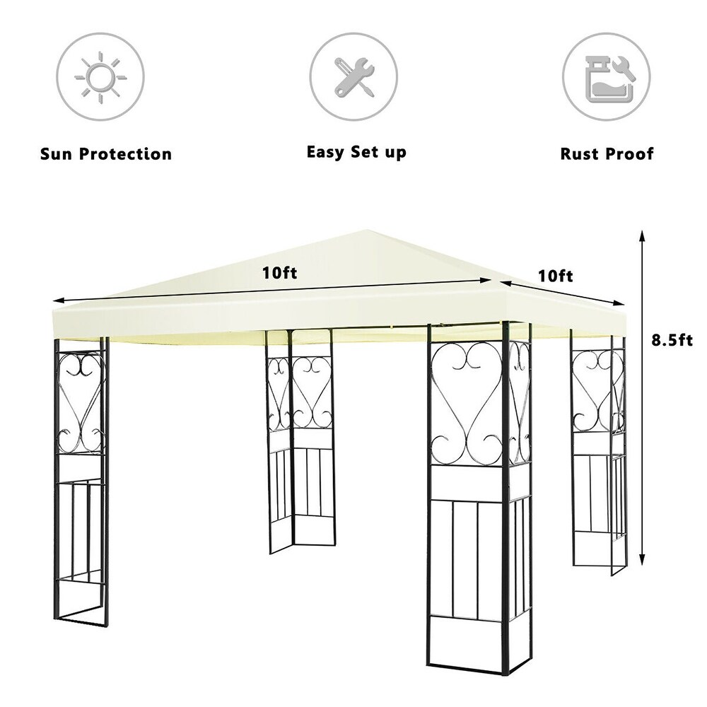 Costway 10'x10' Patio Gazebo Canopy Tent Steel Frame Shelter Patio