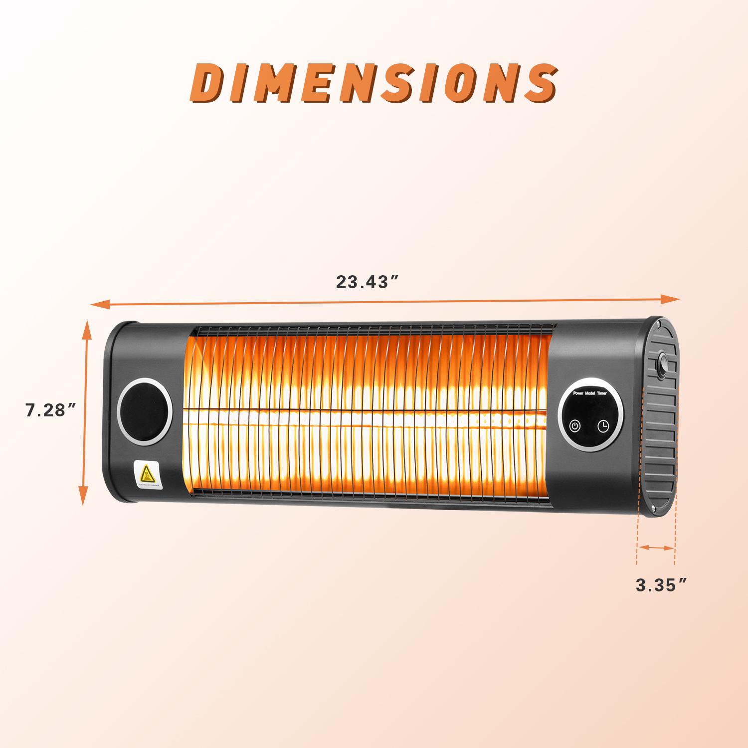 Lacoo Patio Heater 1500W Infrared Outdoor Indoor Mount to Wall Heater with Control Remote