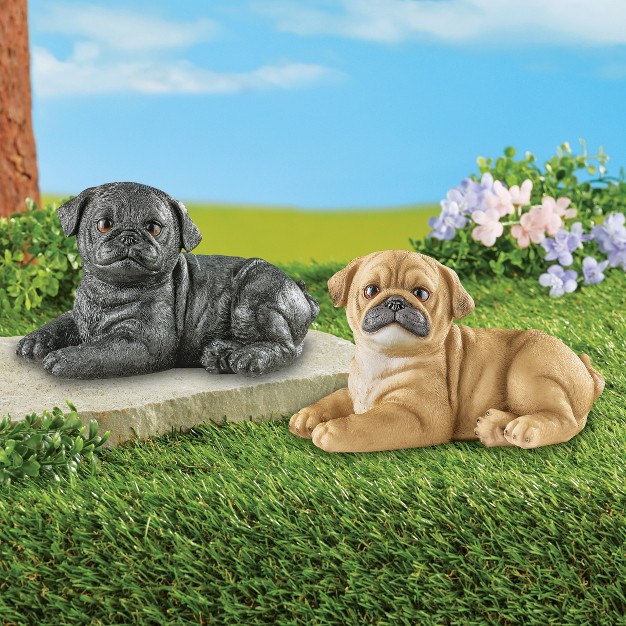 Collections Etc Hand painted Realistic Pug Puppy Outdoor Statue