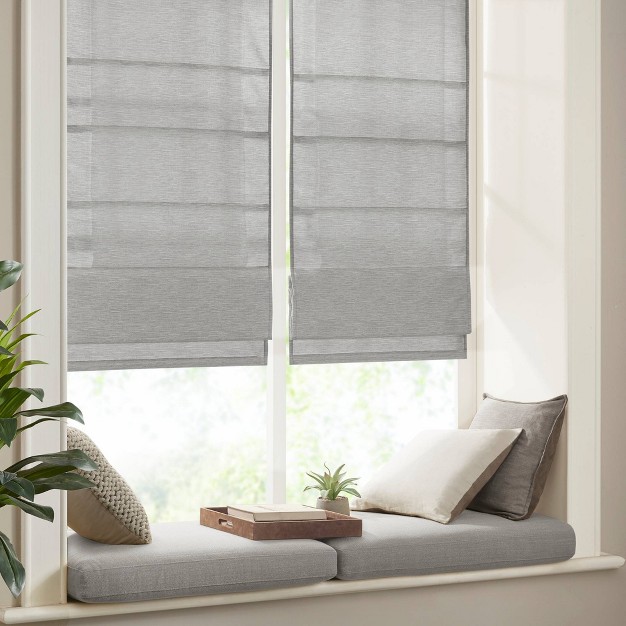 Aberdeen Printed Faux Silk Room Darkening Cordless Roman Blinds And Shade Gray