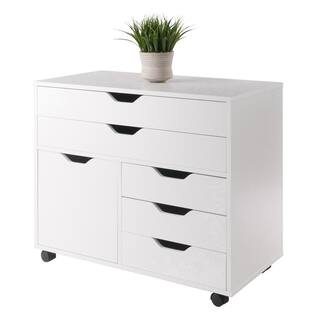 WINSOME WOOD Halifax White 3 Section Mobile Storage Cabinet 10633