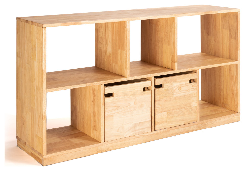 Zuma Para Open Low Bookcase  Sustainable Solid Wood Shelving   Transitional   Bookcases   by Plush Pod Decor  Houzz