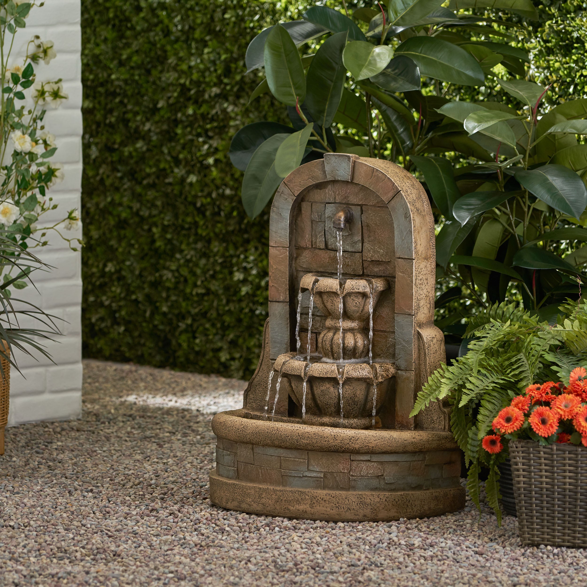 Datona Outdoor 2 Tier Fountain， Stone Gray