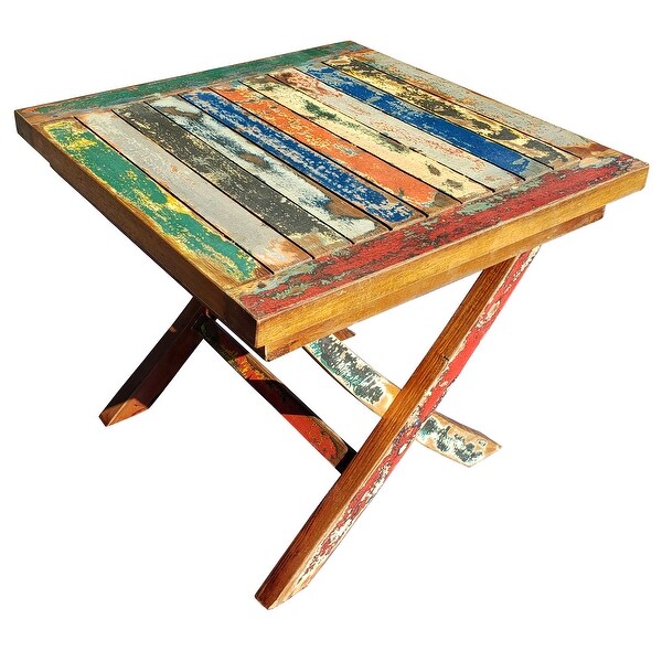 Marina Del Rey Recycled Teak Wood Boat Folding Side Table