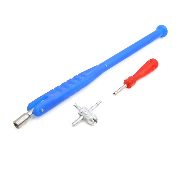 Unique Bargains Blue Dual Head Tire Valve Stem Core Puller Remover 4 Way Repair Tool Kit For Car