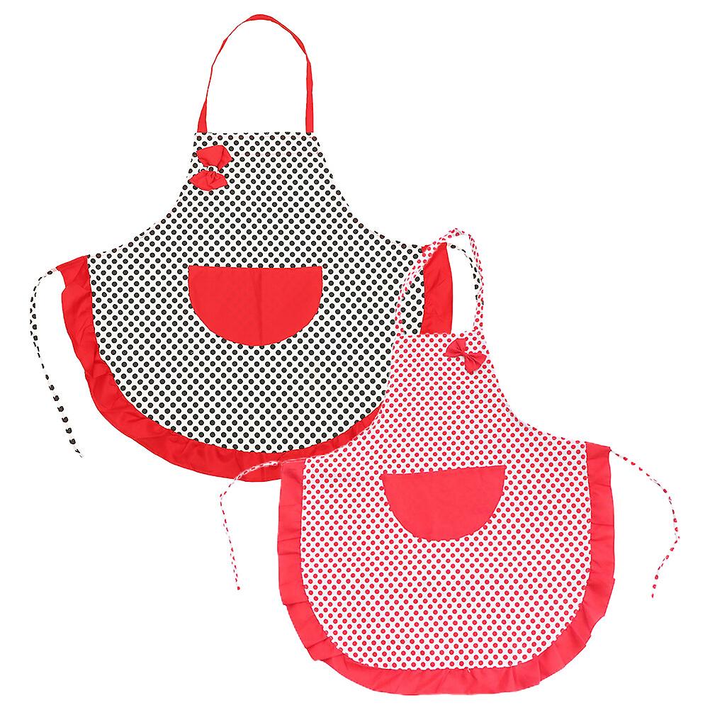 2pcs Dot Pattern Aprons Canvas Aprons Funny Aprons Restaurant Aprons Cooking Aprons