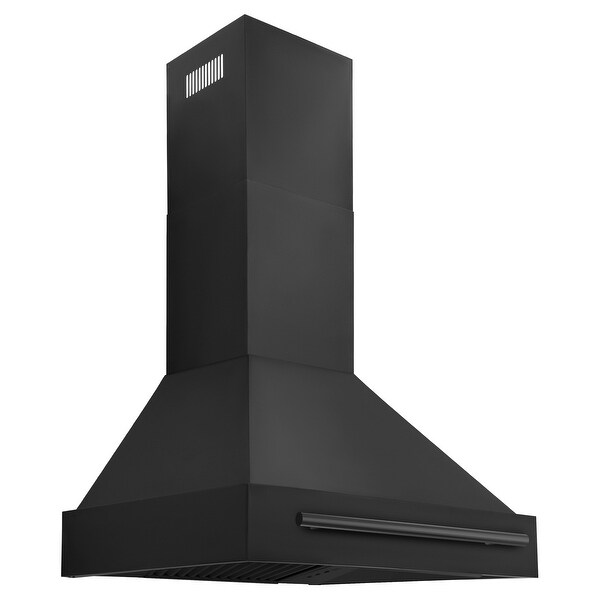 ZLINE Black Stainless Steel Range Hood with Black Stainless Steel Handle