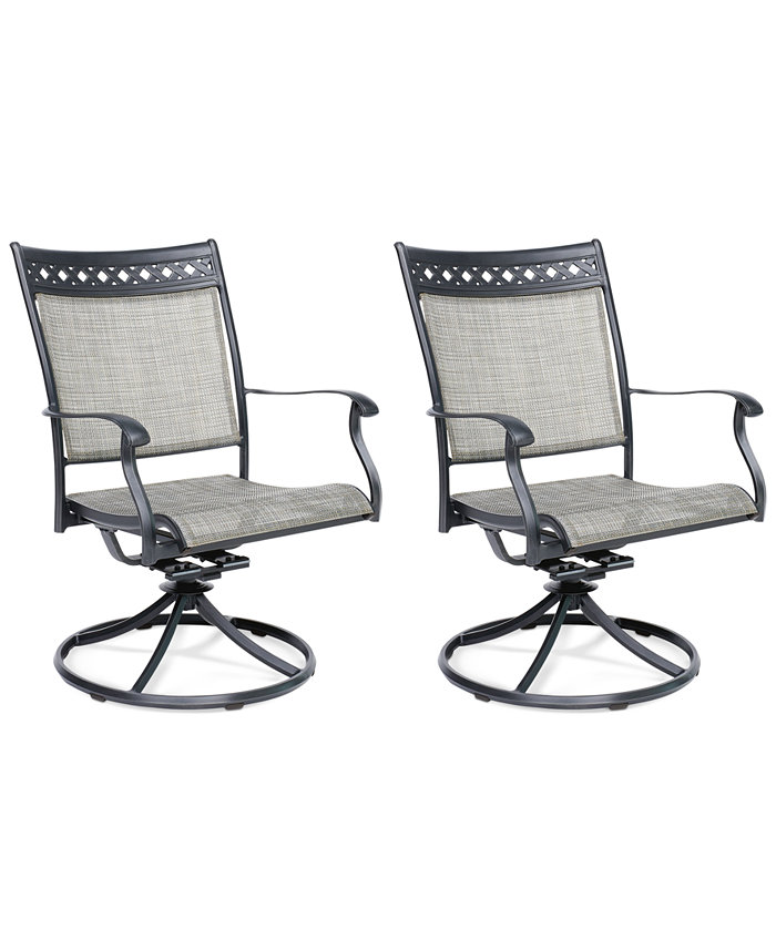 Agio Set of 2 Vintage II Outdoor Sling Swivel Chairs