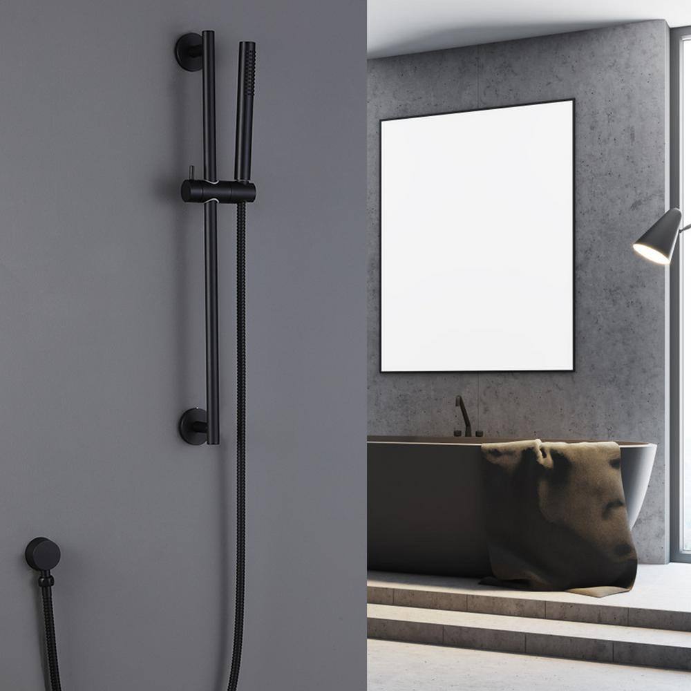 1-Spray Wall Bar Shower Kit with High Pressure Hand Shower in Matte Black MC-RB0887