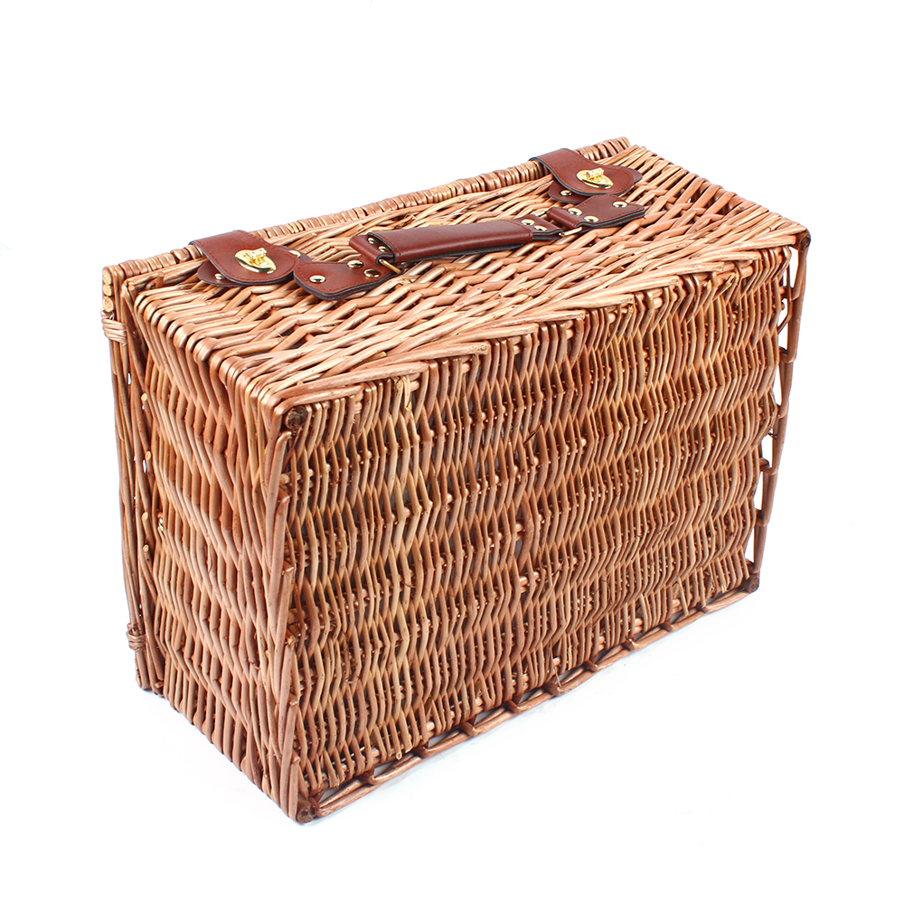 Miumaeov Wicker Picnic Basket Sets for 4 Persons with Insulation Layer Portable Brown