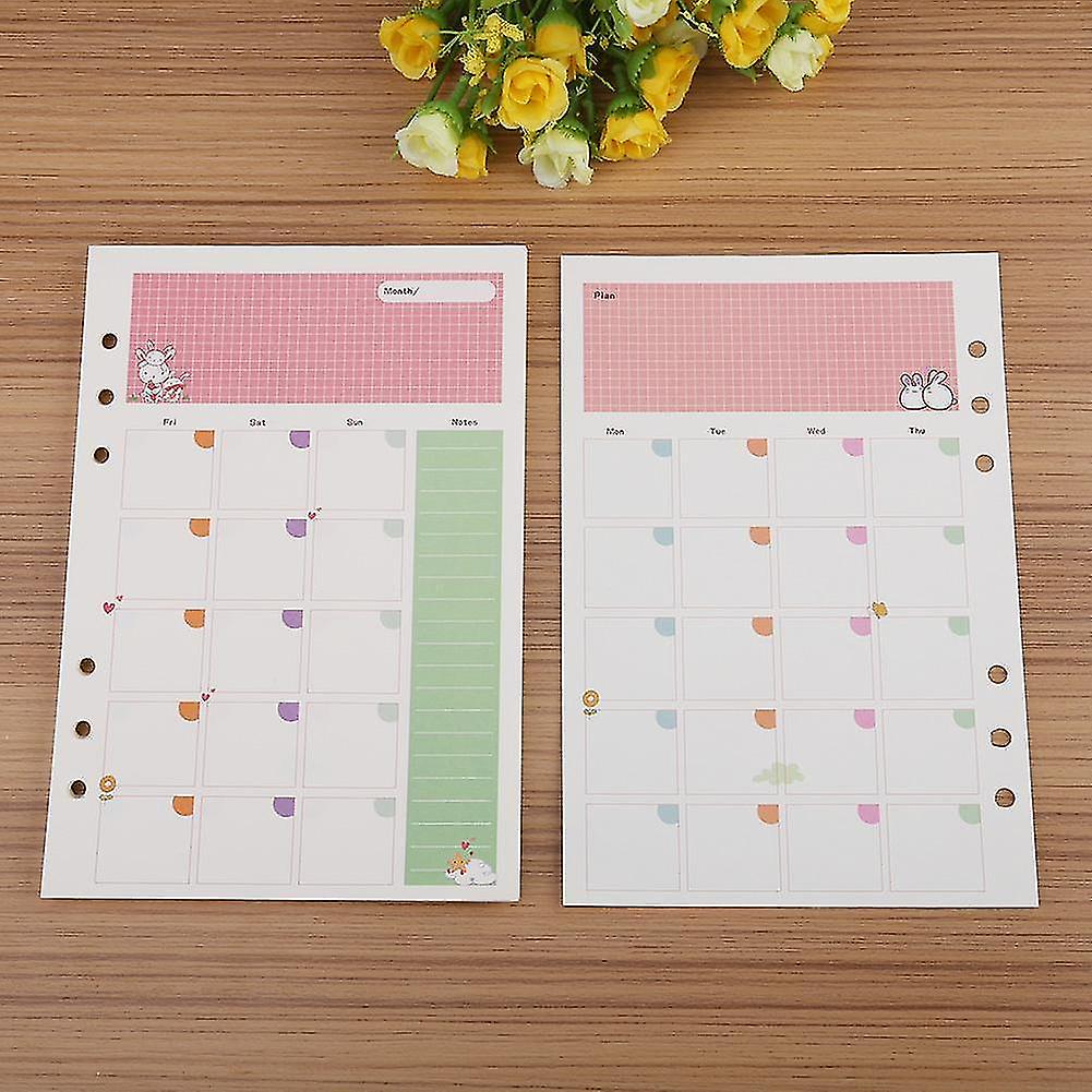 45pcs Loose-leaf Refill Filler Paper Planner 6 Rings Binder Paper Pages (A5 Weekly Plan)