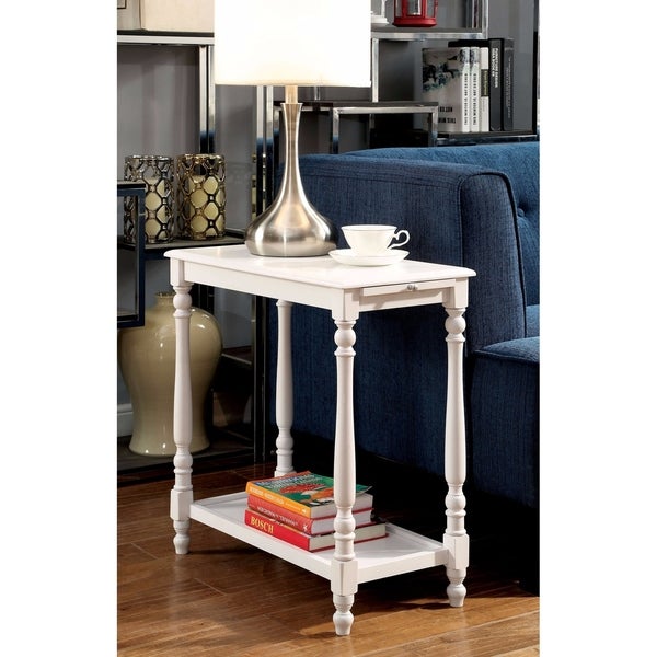 Deering Transitional Side Table， White Finish