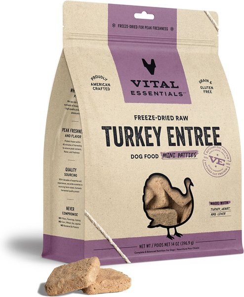 Vital Essentials Turkey Dinner Patties Grain-Free Freeze-Dried Raw Dog Food