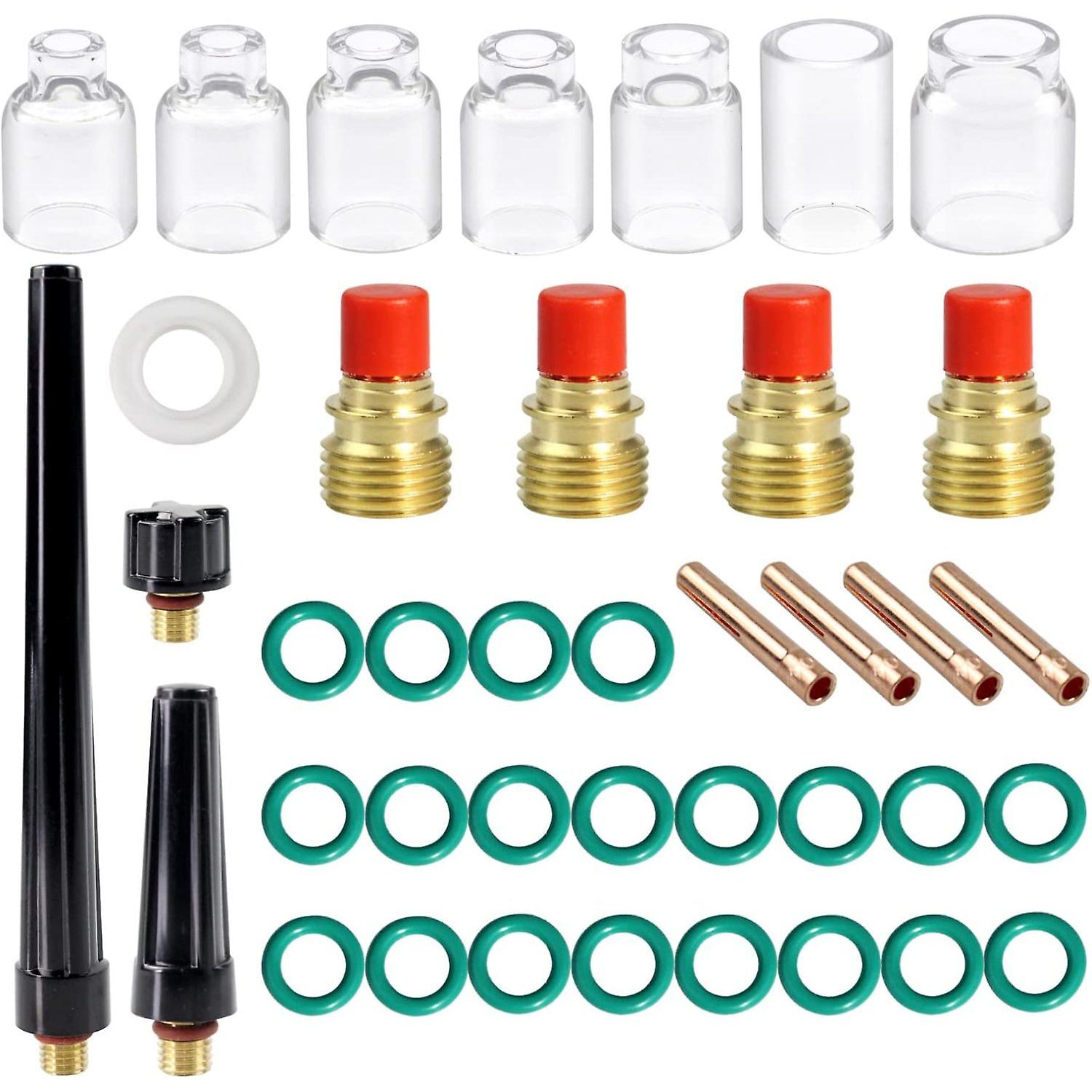 Dexusay 39pcs Tig Gas Lens Collet Body and 4# - 12# Cup Kit Db Sr Wp 9 20 25 Tig Welding .