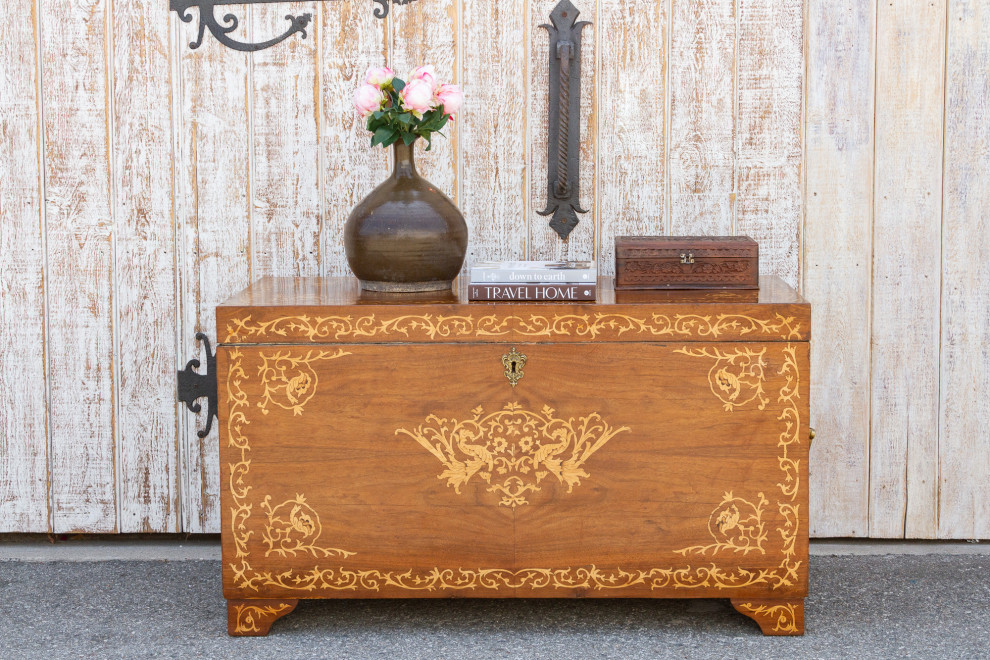 Large Walnut Marquetry Inlay Chest   Victorian   Accent Chests And Cabinets   by De cor  Houzz