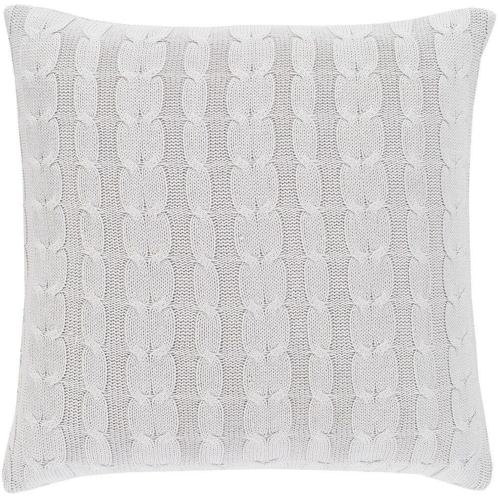 Rosali Knit Light Gray Feather Down or Poly Filled Throw Pillow 20 inch