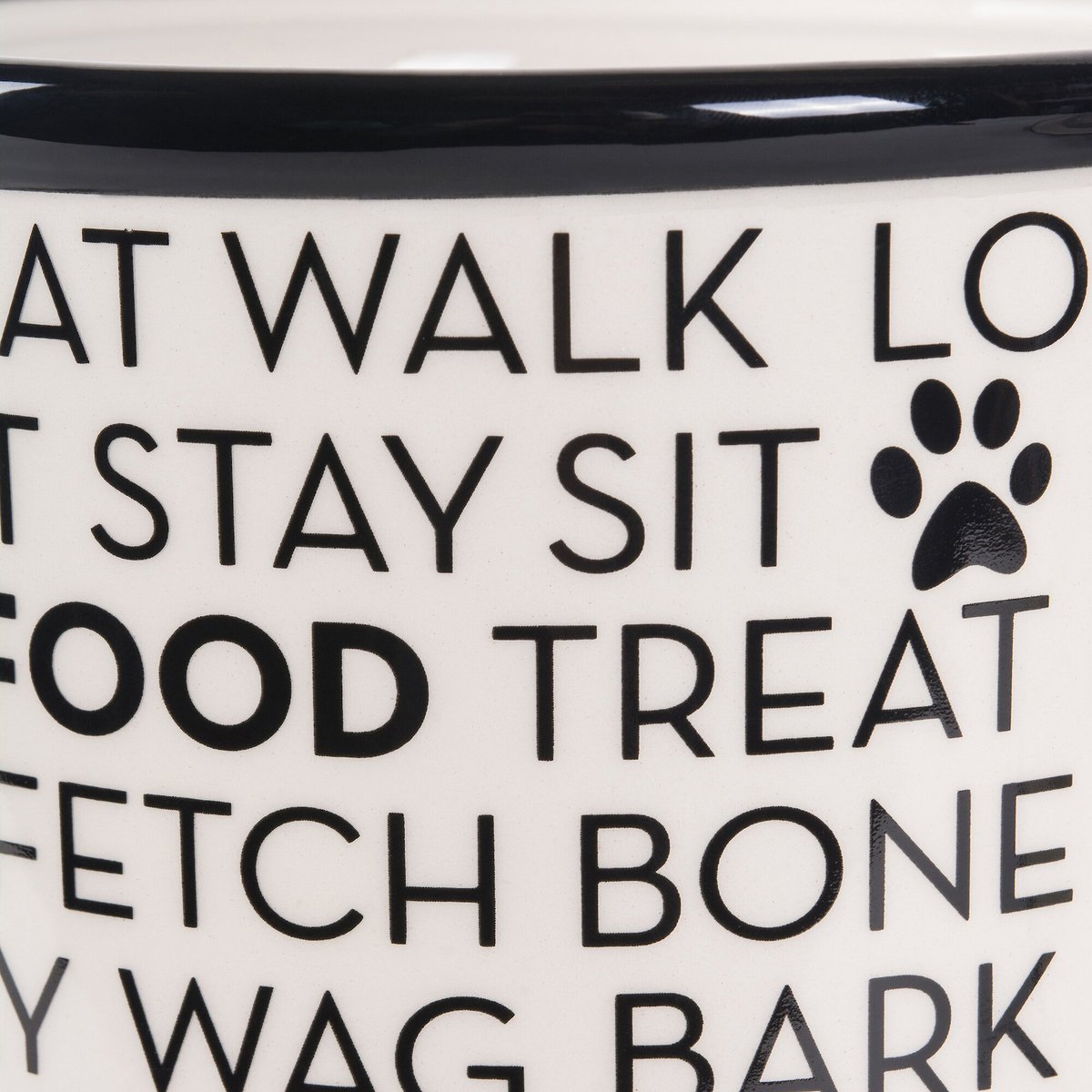 Bone Dry Text Print Ceramic Dog Treat Canister