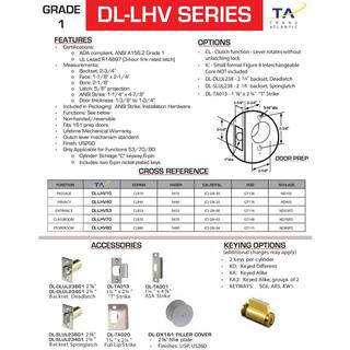 Taco Heavy-Duty Brushed Chrome Grade 1 Commercial Entry Door LeverHandle with Lock and IC Core DL-LHV53ICUS26D