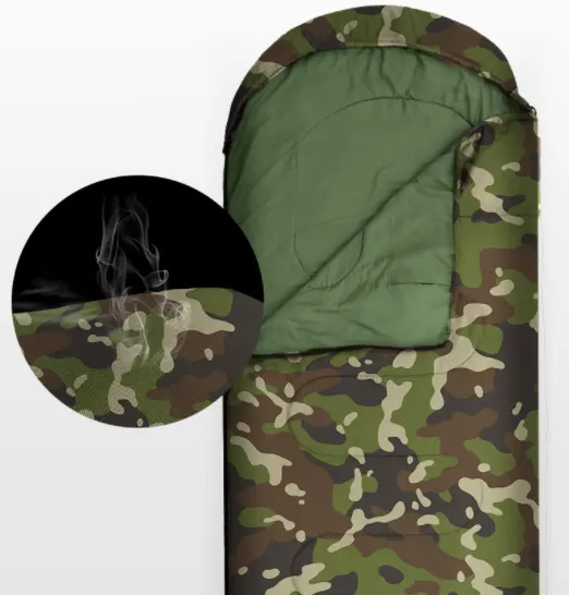 Outdoor camping envelope camo thermal adult winter padded cotton sleeping bag