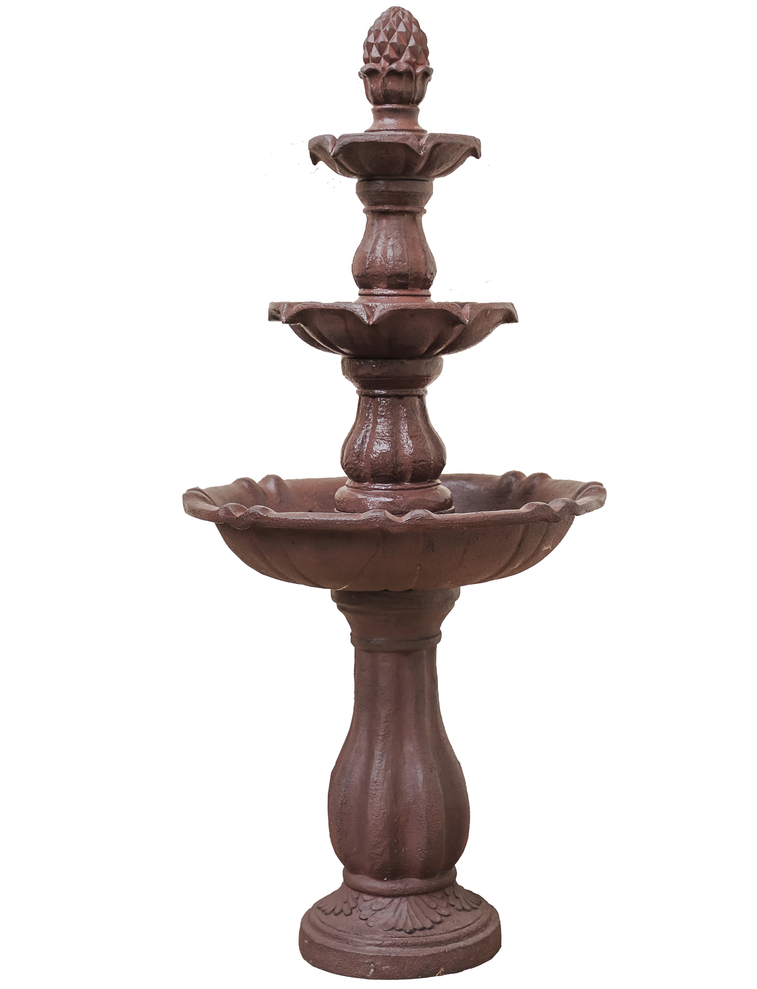 XBrand 3-Tier Freestanding Waterfall Fountain， Outdoor Garden， Yard， Lawn， Porch Décor， 51 Inch Tall， Brown