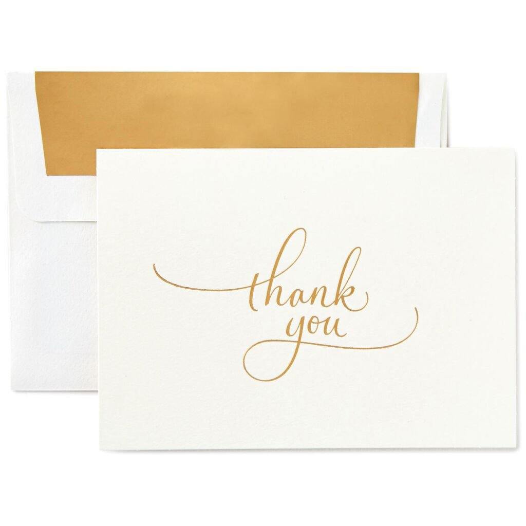 Hallmark  Gold Flourish Script Thank You Notes, Box of 10