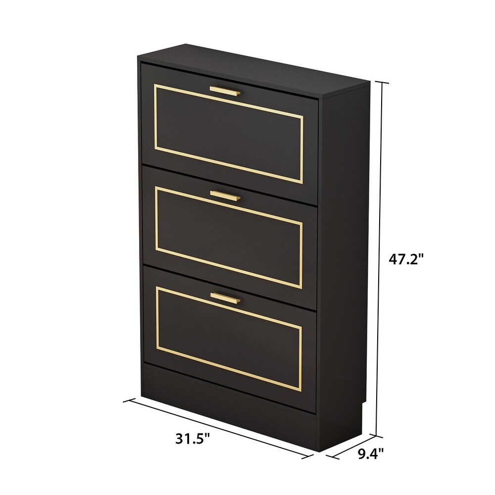 Fold Out Shoes Cabinet Storage Cabinet Dresser Chest(Black/White)