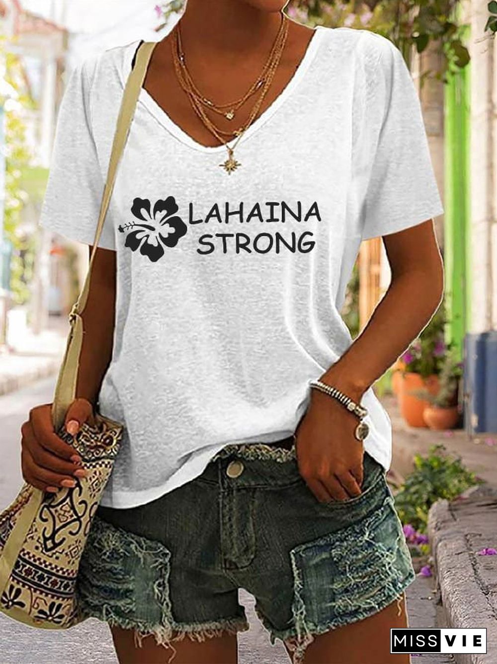 Women's Lahaina Strong Support Maui V-Neck T-Shirt