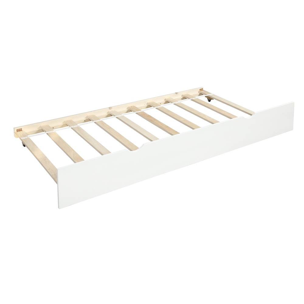 Twin Size Daybed with Trundle   Wood Frame Set   Wooden Slat Support