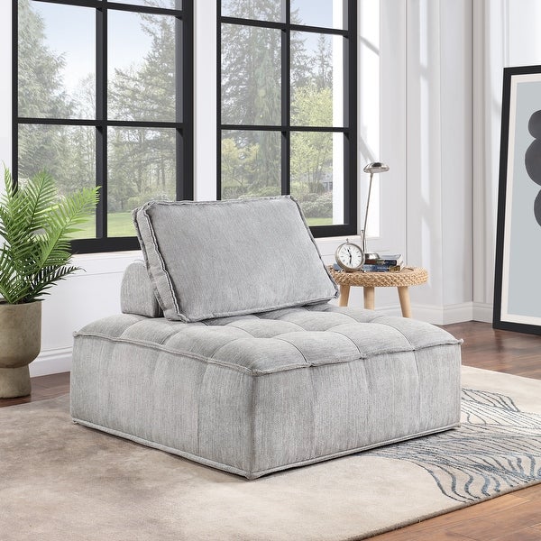 Upholstered Seating Armless Accent Chair Oversized Leisure Sofa Lounge Chair Lazy Sofa Barrel Chair， for Livingroom， Gray