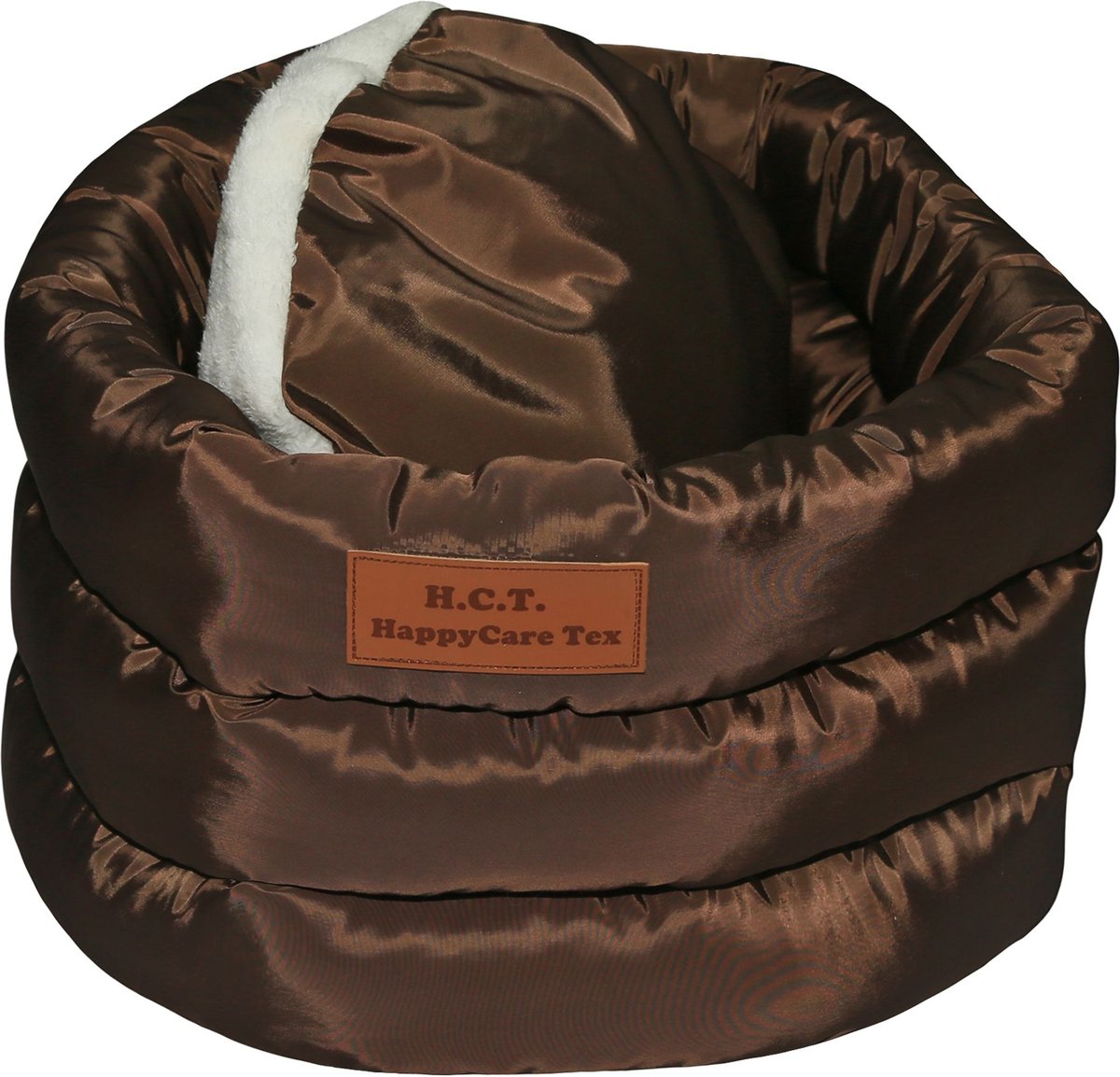 HappyCare Textiles Durable Round Velvet Puppy Dog Bed with Removable Cushion