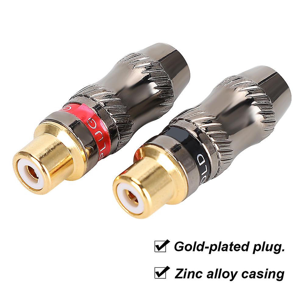 2pcs Zinc Alloy Gold Plated Rca Female Soldering Plug For Diy Audio Cable Extension Cable