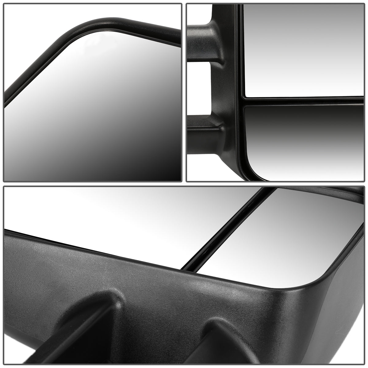 DNA Motoring TWM-002-T222-BK For 1997 to 2004 Ford F150 Pair of Black Textured Telescoping Manual Extenable Side Towing Mirrors 98 99 00 01 02