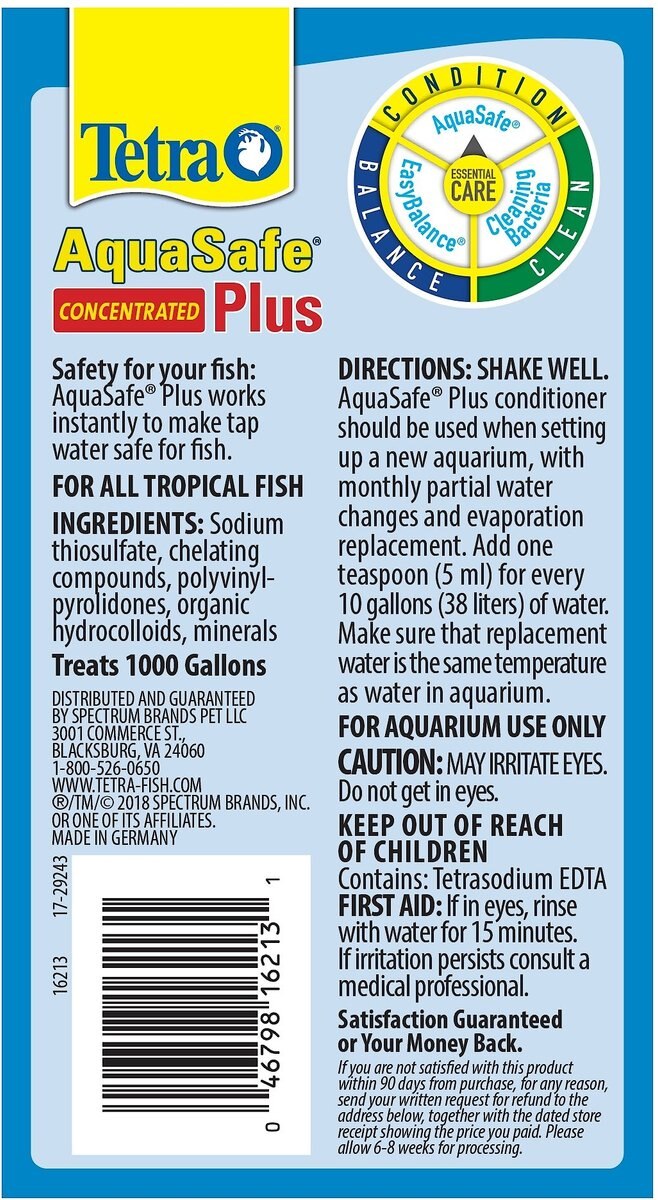 Tetra AquaSafe Plus Freshwater and Marine Aquarium Water Conditioner