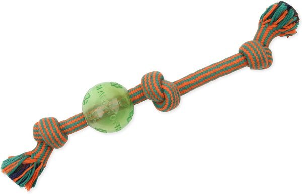 Mammoth Braided Tug with TPR Ball for Dogs， Color Varies