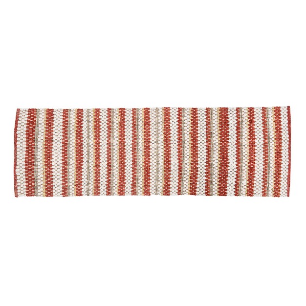 Park Designs Kingswood Red And Cream Chindi Rag Rug Runner 2 Ft X 6 Ft