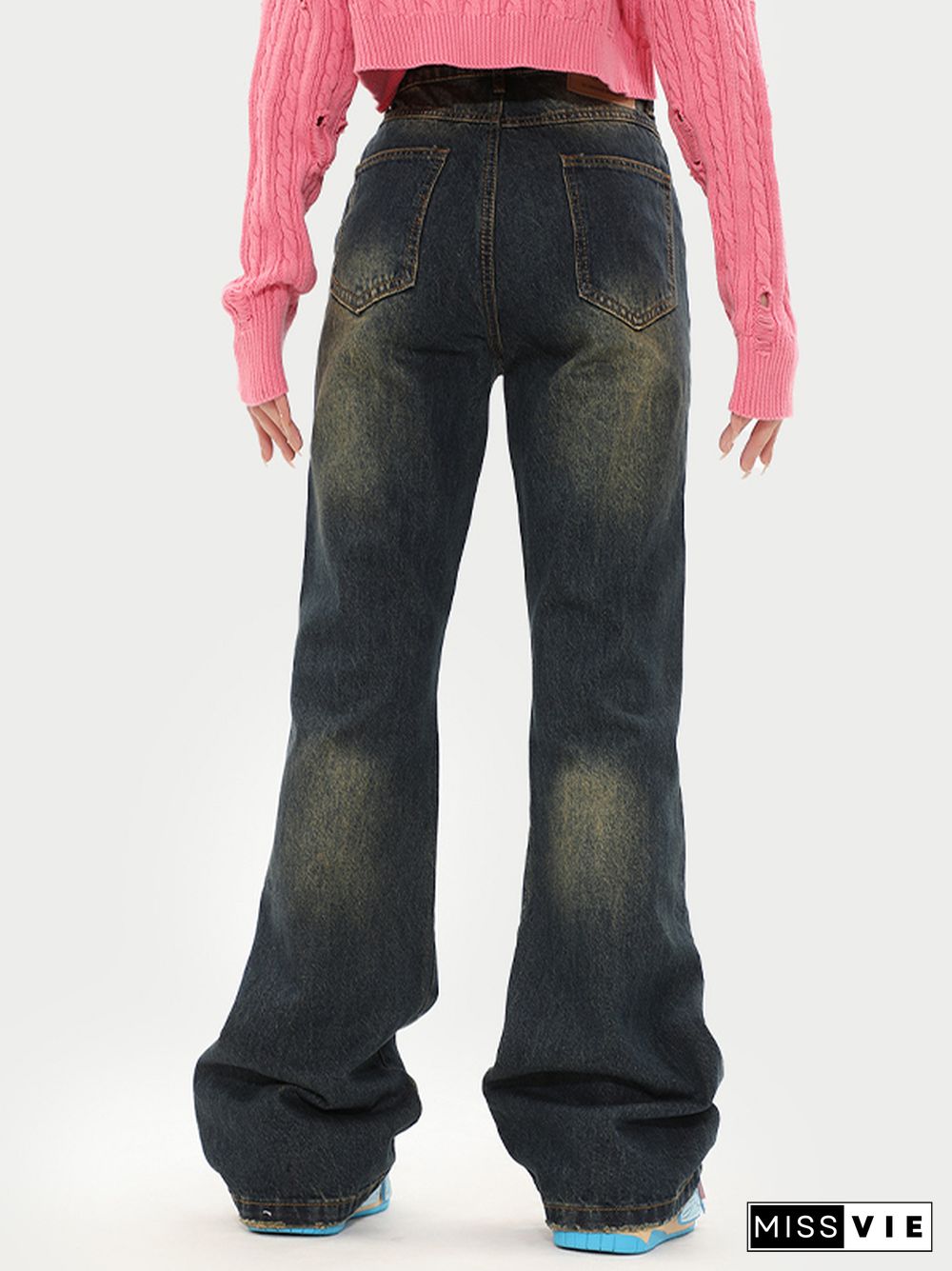 Vintage Distressed Splice Flare Jeans