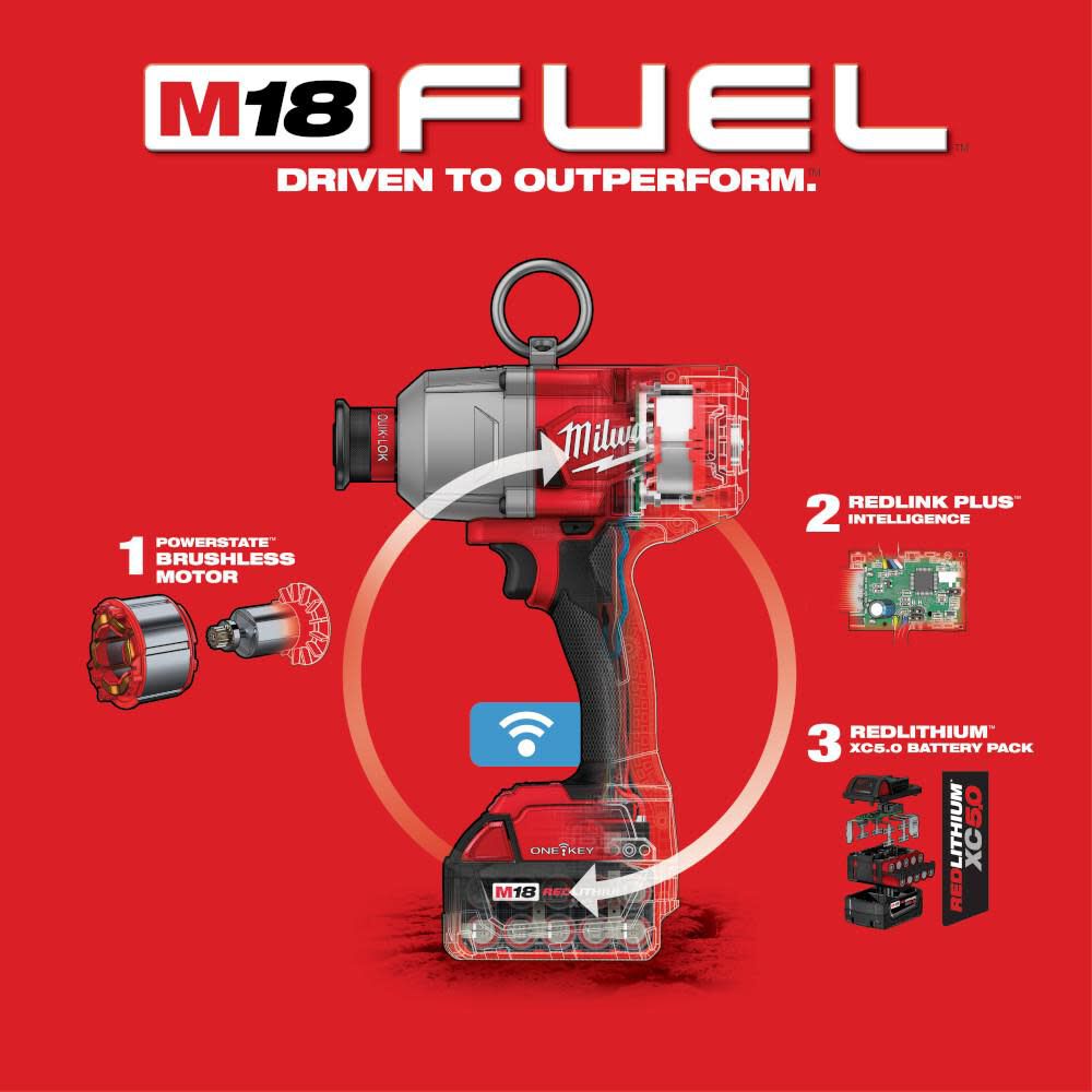 Milwaukee M18 FUEL ONE-KEY 7/16In Hex Utility High Torque Impact Wrench Kit 2865-22 from Milwaukee