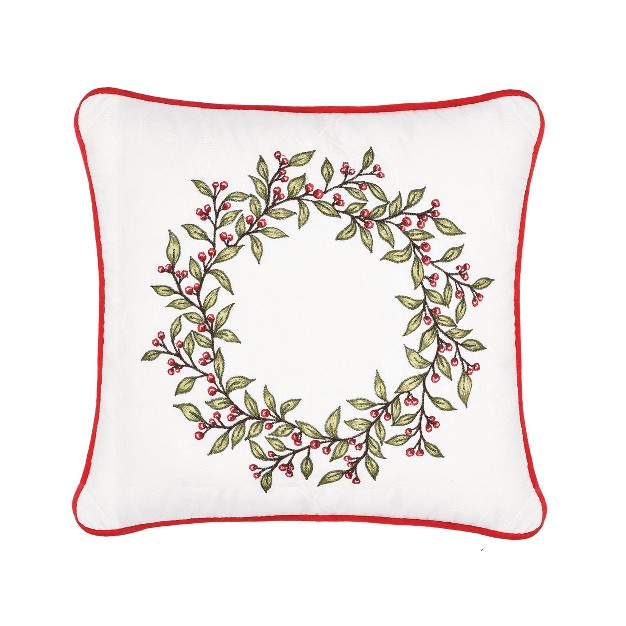 X 16 quot Berry Garland Embroidered Throw Pillow