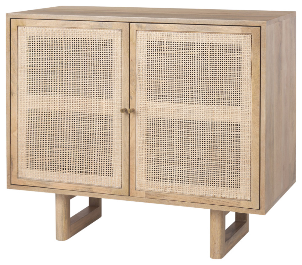 Grier Light Brown Solid Wood And Cane Accent Cabinet   Tropical   Accent Chests And Cabinets   by Mercana  Houzz