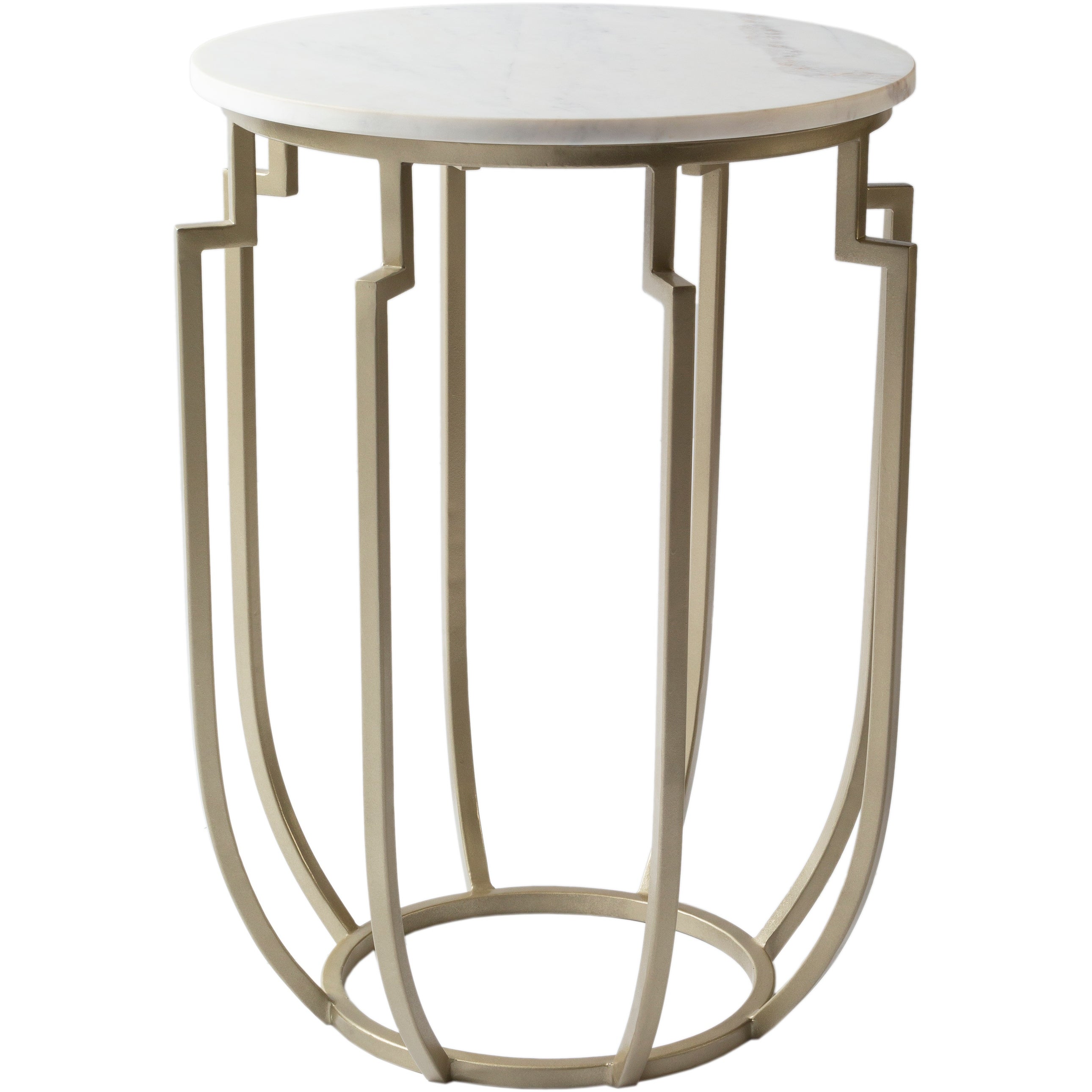 Lotte Marble and Natural Metal Modern Hand Crafted End Table - 19