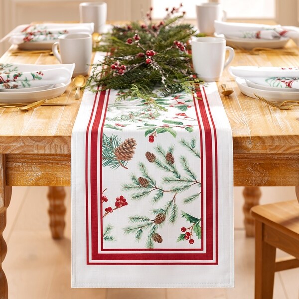 Winter Holiday Berry Fabric Table Runner