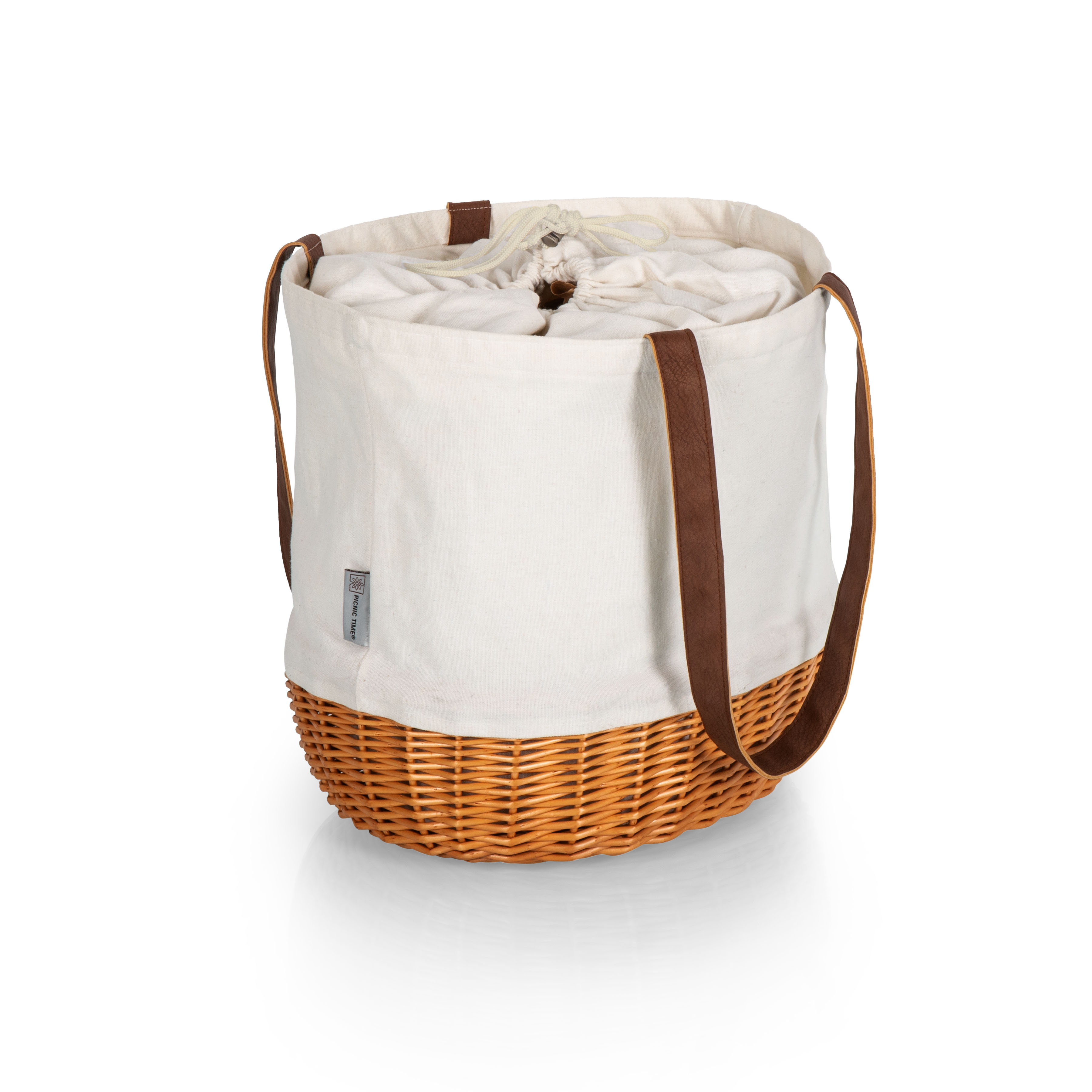 Picnic Time - Coronado Canvas and Willow Basket Tote