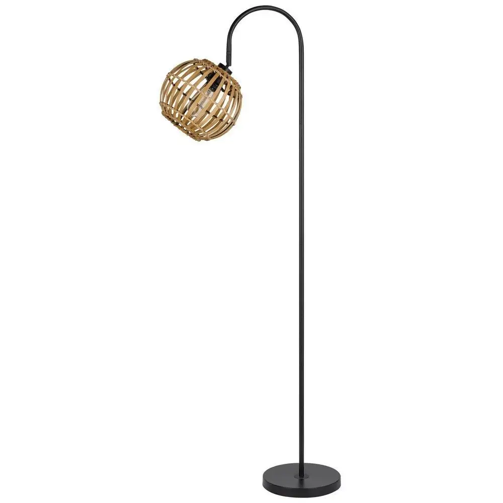 63 Inch Metal Lamp， Downbridge Adjustable Bamboo Shade， Brown， Black - 62.5 H x 10 W x 18.63 L Inches