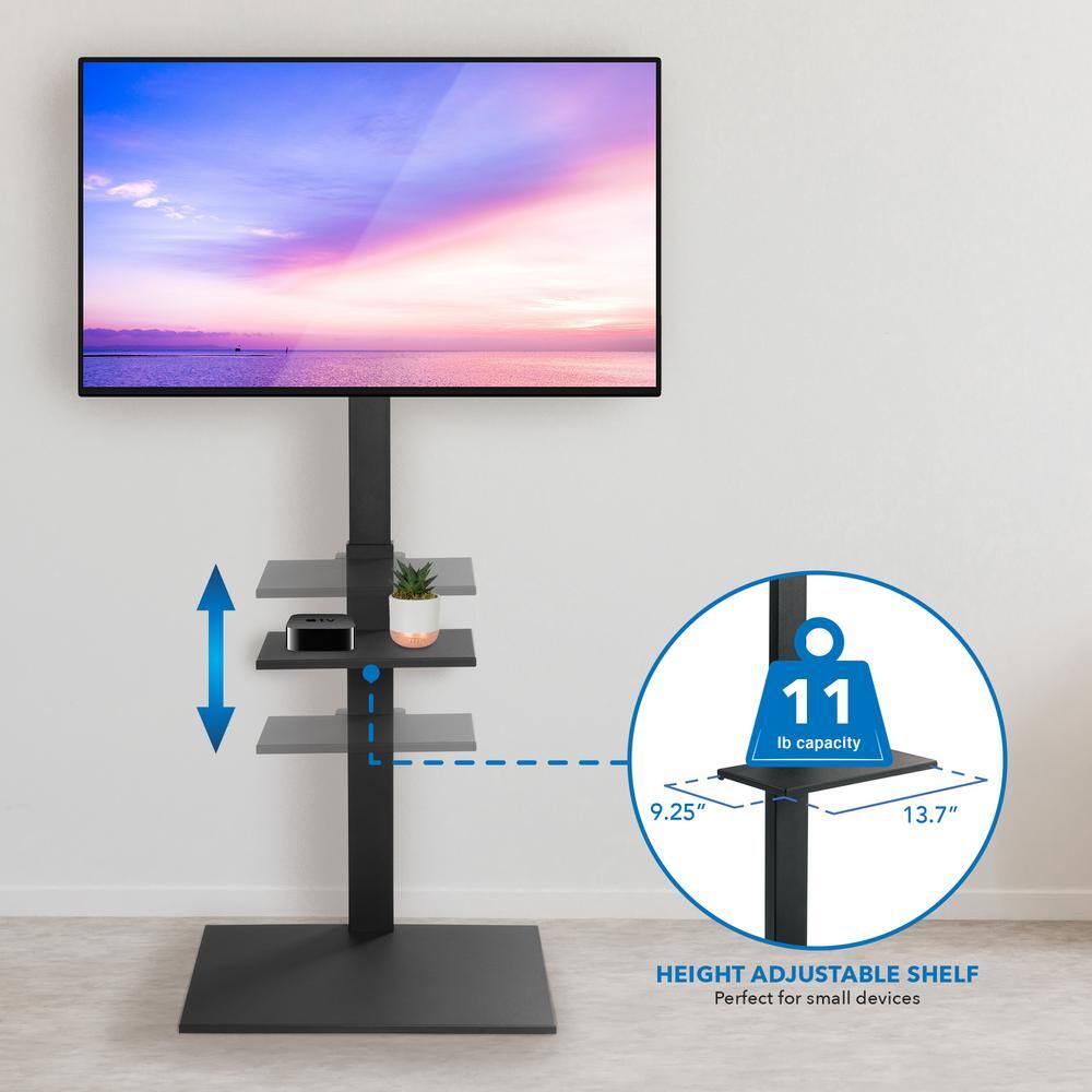 MOUNT-IT! mount-it! Height Adjustable TV Stand with Shelf for 23 in. and to 55 in. MI-1877