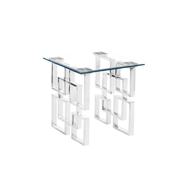 Best Quality Furniture Glass End Table with Square Stainless Steel Legs